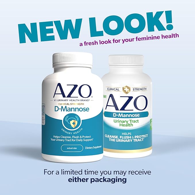 AZO D Mannose Urinary Tract Health, Cleanse, Flush & Protect The Urinary Tract, No.1 Pharmacist Recommended Brand, Clinical Strength, Non-GMO, 120 Count