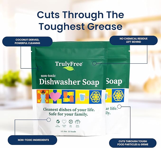 Automatic Dishwasher Detergent Powder - Concentrated Dishwashing Detergent, Dish Soap, Hard Water Stain Remover, Kitchen Cleaning Supplies, No Harmful Ingredients - 12.5 oz (Pack of 2)