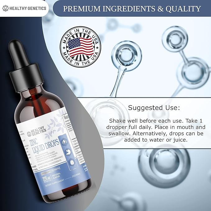 Liquid Zinc Drops for Kids, Men and Women | Organic Ionic Zinc Sulfate | Immunity, Mood, Brain Thyroid | 30 Day Supply| 2 Oz