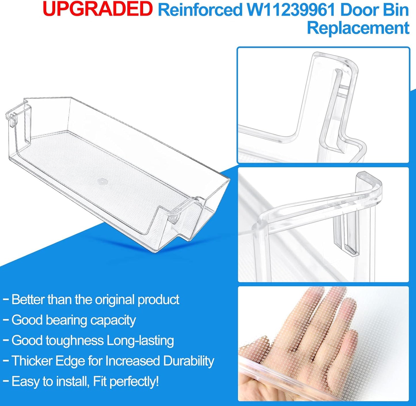 (2 PACK) [UPGRADED] W11239961 Refrigerator Door Shelf Replacement Compatible with Whirlpool Refrigerator Door Shelf Replace W10900538 WRS325SDHZ01 WRS321SDHZ01 WRS315 WRS325 Refrigerator Shelves Part