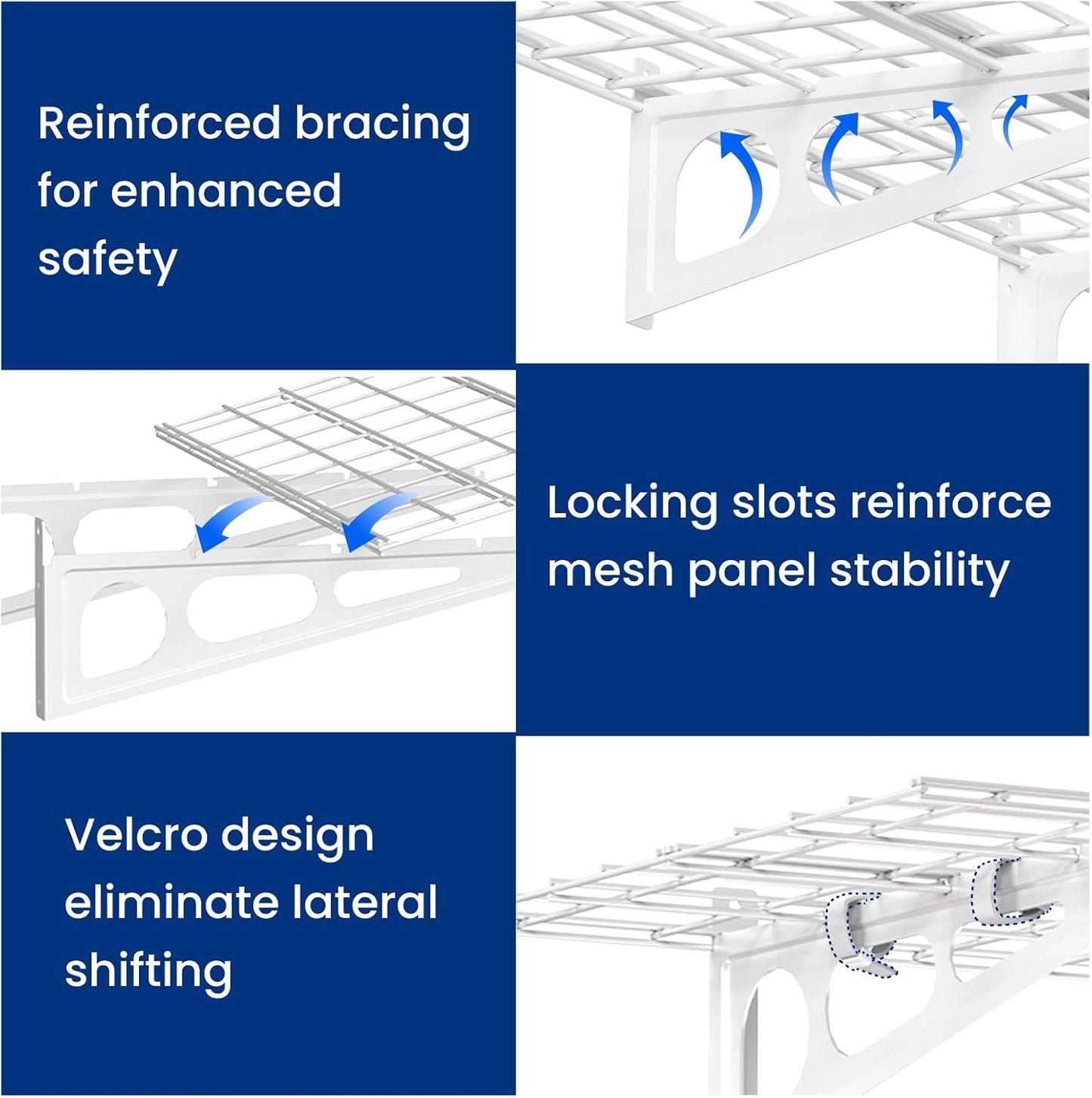 LEXIMOUNTS 2-Pack 2x4ft Garage Shelving with Hooks, 24-inch-by-48-inch Wall Shelf Garage Storage Racks Floating Shelves, White, Classic Series