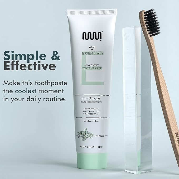 MasterMedi Nano Hydroxyapatite Toothpaste – Fluoride Free, SLS Free, for Sensitive Teeth, Whitening, Enamel Remineralization, Magic Mint, Dentist Recommended, 4 oz (Pack of 1)