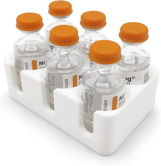 Insul-Grid: Insulin Vial Holder and Organizer for Refrigerator Storage, Diabetic Care and Space Saving, Holds 6 Standard 10 mL Vials for Insulin Like Novolog or Humalog, 23mm (0.9in) Diameter