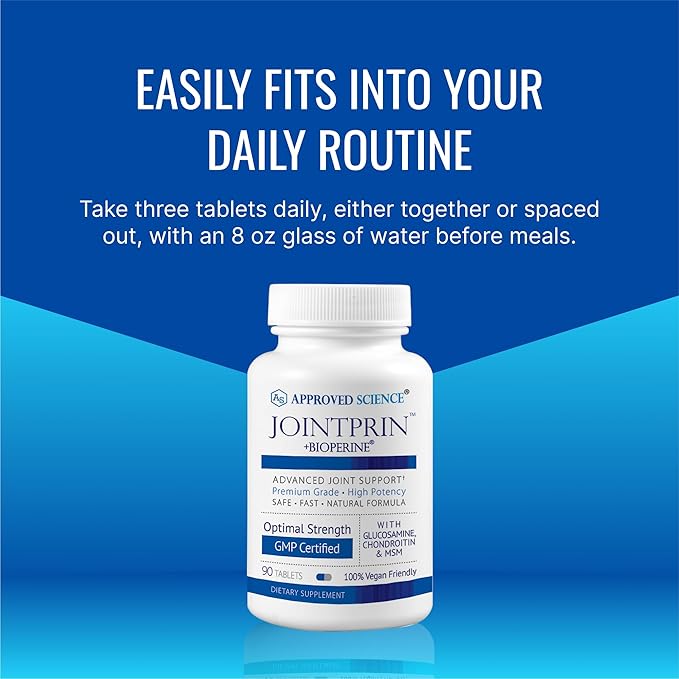 Approved Science Jointprin - Joint Support Supplement - Glucosamine, MSM, Chondroitin, Turmeric, Boswellia, BioPerine - 1 Month Supply