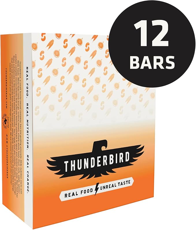 Thunderbird Bars Energy Snack, Gluten-Free with Protein, Healthy Real Food, Vegan Paleo Non-GMO, No Added Sugar, Cashew Fig Carrot Flavor (12 Count, 1.7 oz. Bars)