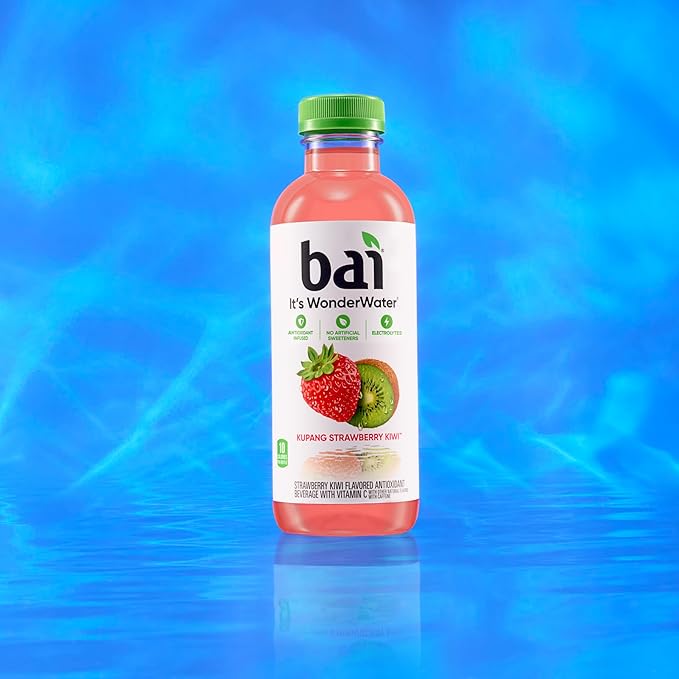 Bai Antioxidant Infused Water Beverage, Kupang Strawberry Kiwi, with Vitamin C and No Artificial Sweeteners, 18 Fluid Ounce Bottle, 12 Pack