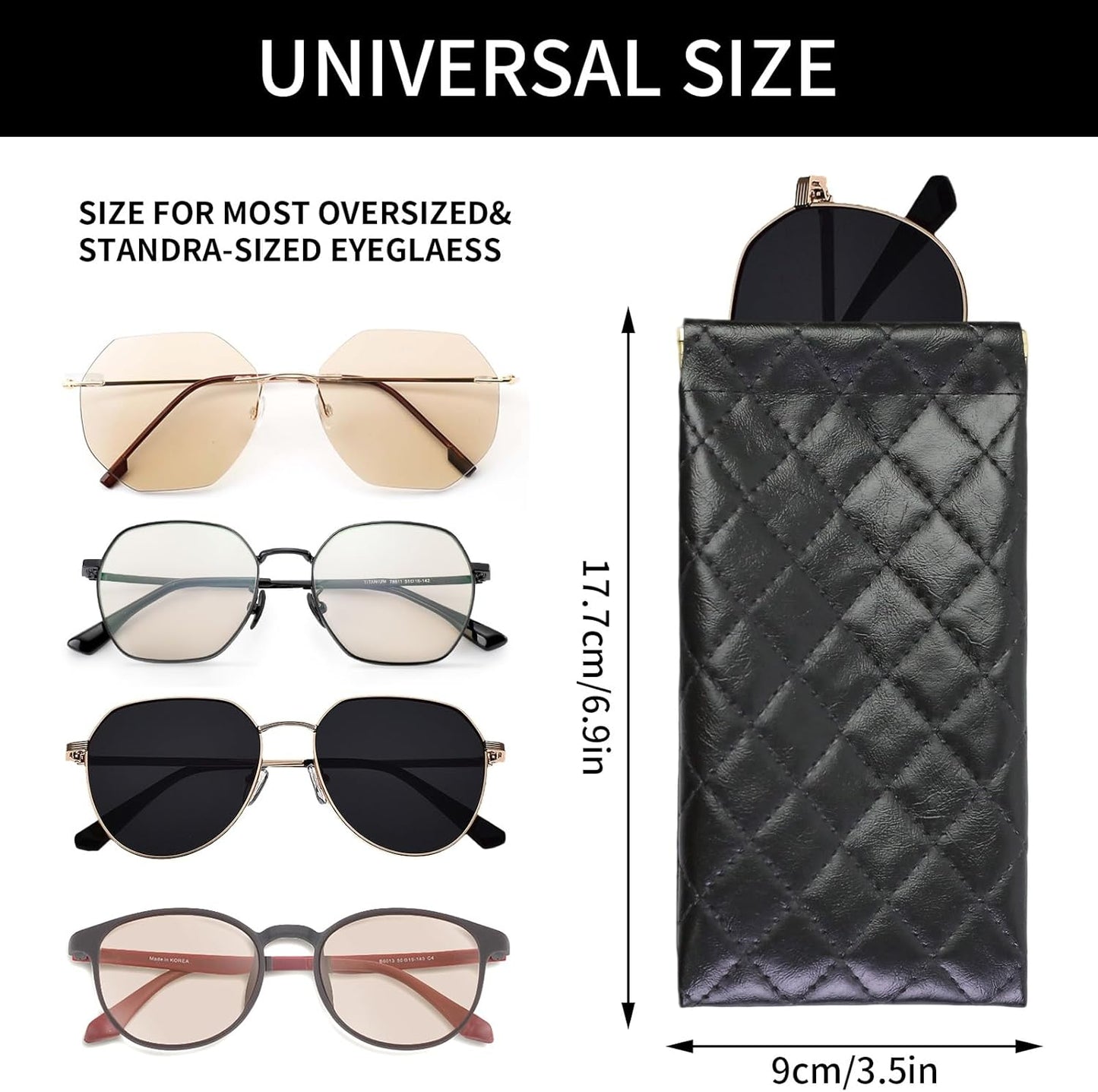 Double Eyeglass Case Soft Dual Glasses Case for Women Men Travel Squeeze Top Sunglasses Cases Eyeglasses Pouch