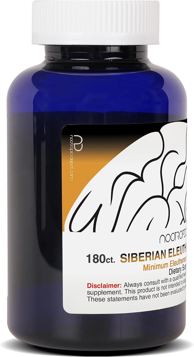 Nootropics Depot Siberian Eleuthero Tablets | 500mg | 180 Count | 2% Eleutherosides | Eleutherococcus senticosus | Endurance, Metabolic, & Memory Support
