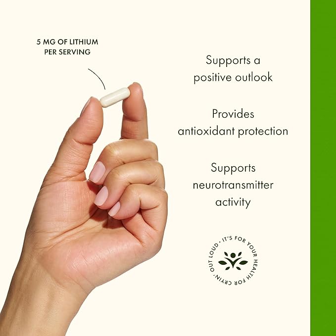 Swanson Lithium Orotate Antioxidant Mood Wellness Behavior Memory Support Supplement 5 mg 60 Veggie Capsules (Elemental Lithium)