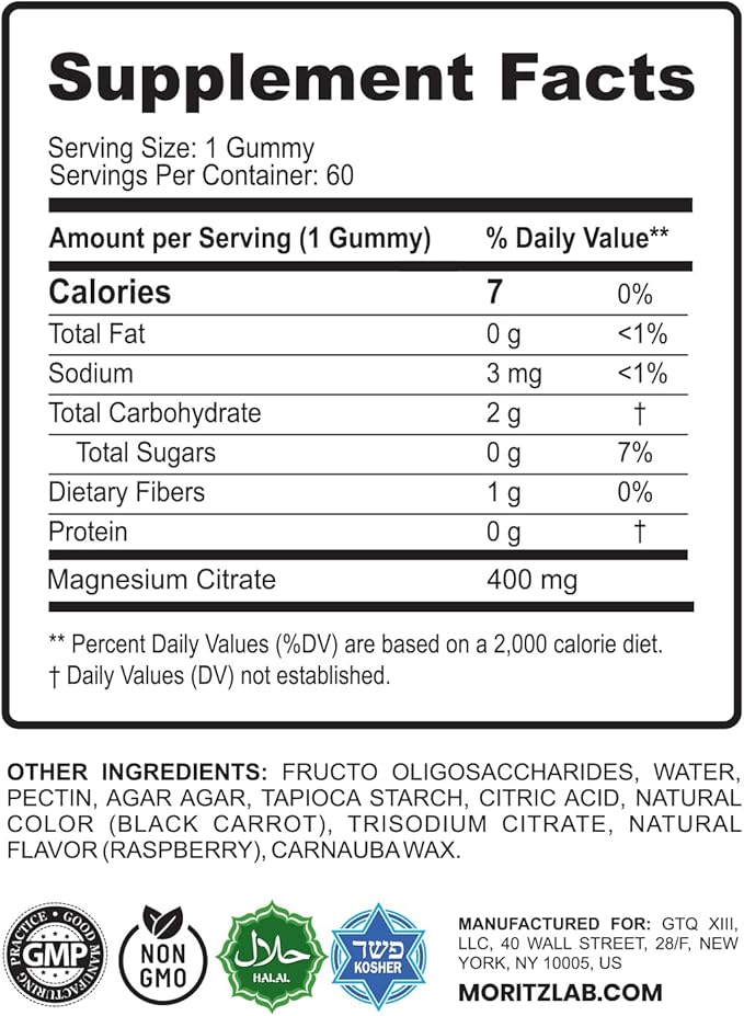 Magnesium Gummies Sugar-Free - Calm Magnesium Supplement for Children, Supports restful Sleep, Sugar-Free Magnesium Citrate Gummies for Kids & Adults (120 Count)