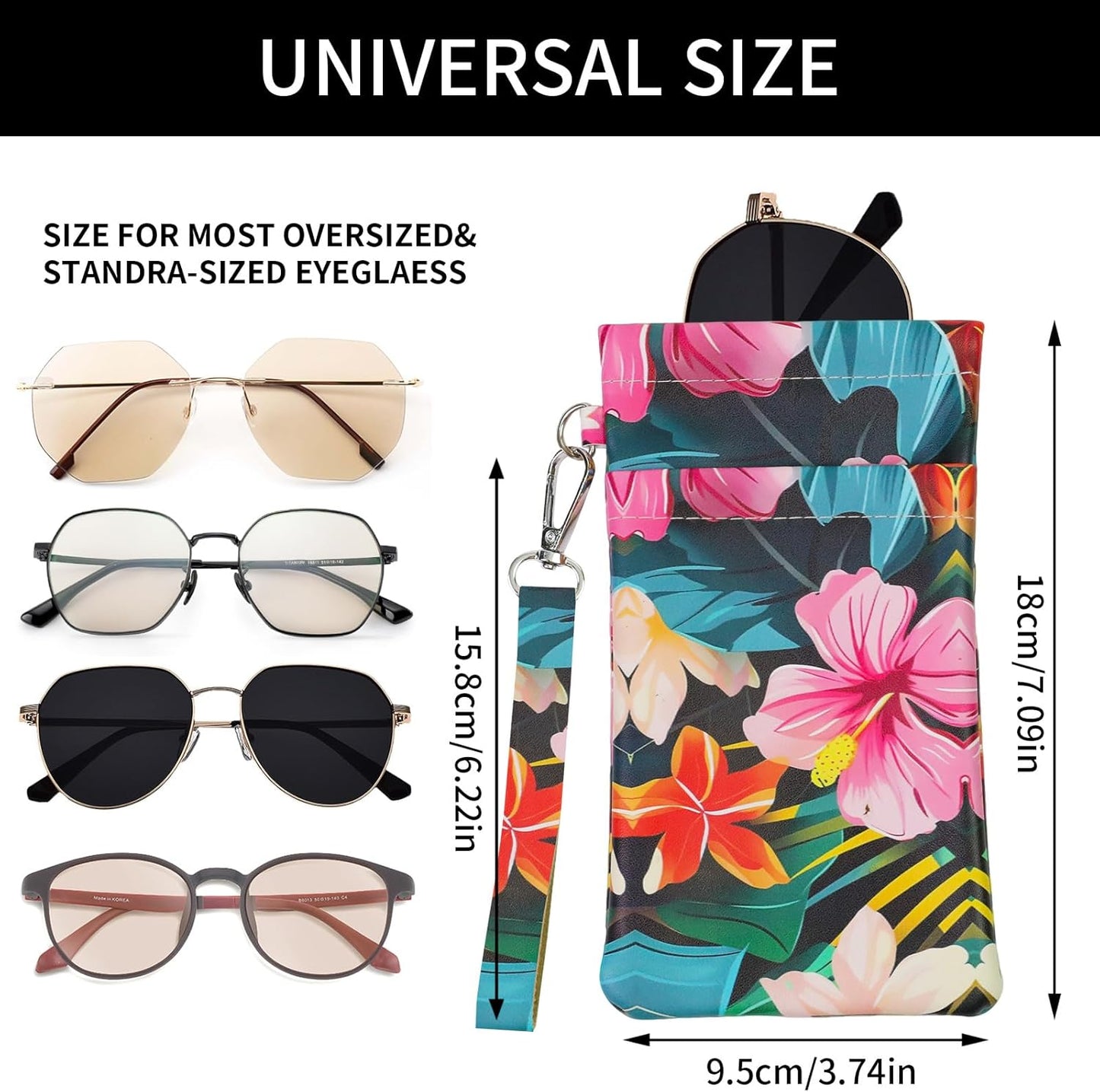Double Eyeglass Case Soft Dual Glasses Case for Women Men Travel Squeeze Top Sunglasses Cases Eyeglasses Pouch