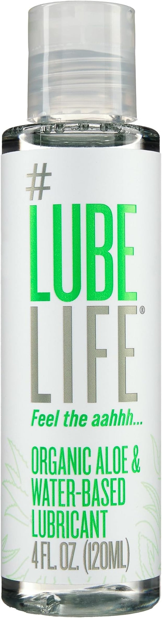 LubeLife Organic Aloe & Water Based Lube – Personal Lubricant for Women, Men & Couples – Toy & Condom Compatible, Hypoallergenic, Easy Clean Water Based Lubricant, 4 Fl Oz