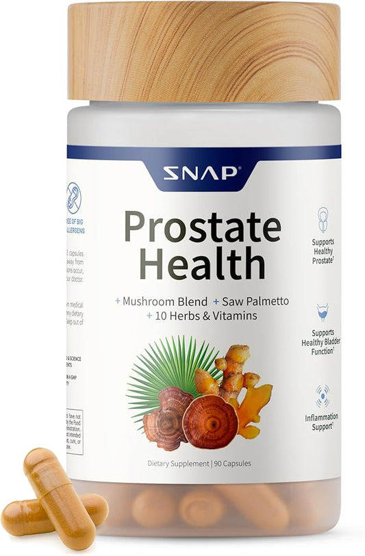 Snap Supplements Prostate Health Support Supplement, Saw Palmetto for Men Plus Stinging Nettle Root, Magnesium Citrate, Zinc and Plant Sterols, Supports Male Urinary Tract Health, 90 Capsules