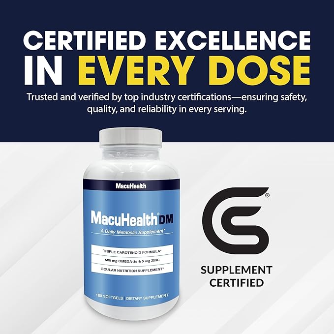 Macuhealth Daily Metabolic Triple Carotenoids, with EPA/DHA Omega-3 - Vital Minerals with Zinc – 180 Softgels for Long-Lasting Use