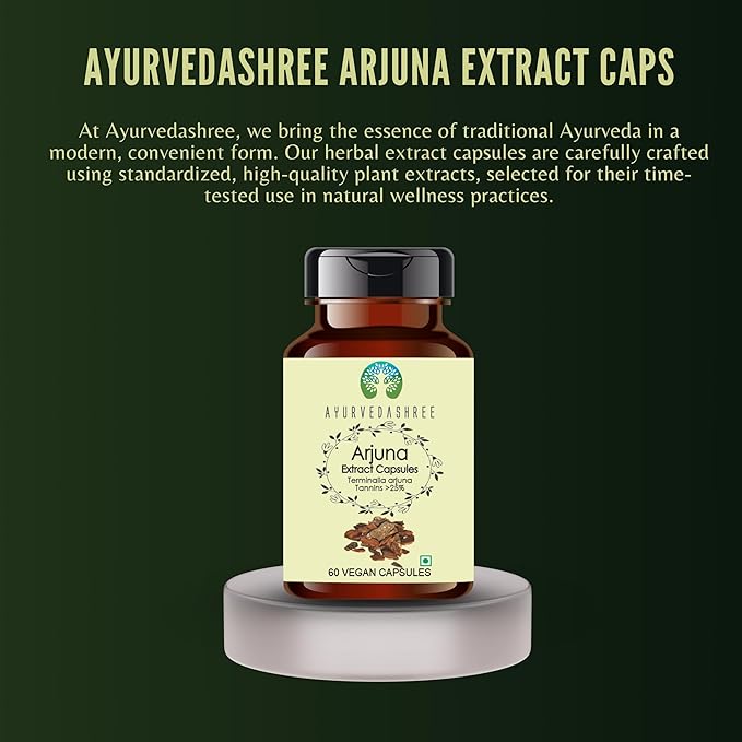 Arjuna Extract 500mg - 60 Vegetarian Capsules| |Terminalia Arjuna Tannis |All Natural | 100% Vegan | Gluten-Free | GMP Certified