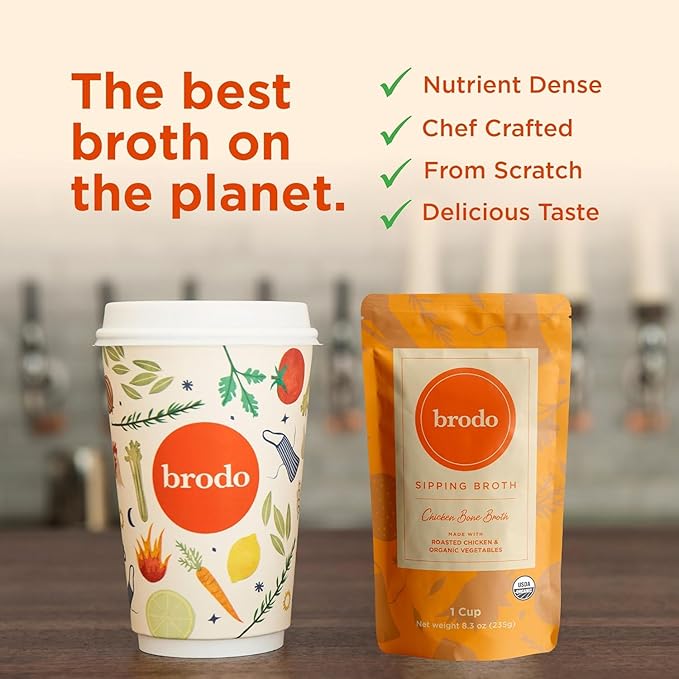 Brodo Classic Variety Pack with Collagen & Protein, Includes Organic Chicken, 100% Grass-Fed Beef, & Hearth Bone Broths for Sipping & Cooking, Nutrient-Dense & Slow-Simmered for Deep Flavor (4 x 25oz)