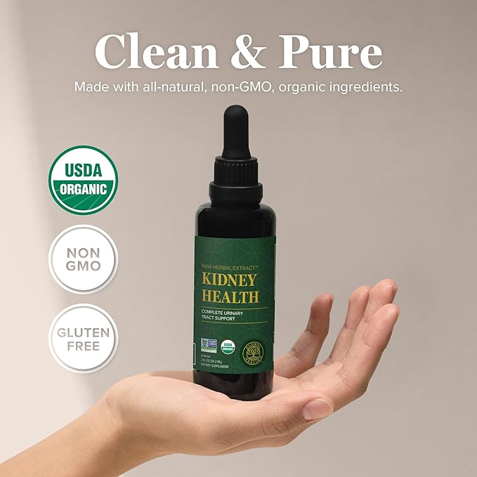 Global Healing USDA Organic Kidney Health with Cranberry & Hydrangea - Kidney Cleanse Liquid Supplement & Stones Dissolver for Urinary Health - Detox & Repair Formula for Bladder Control - 2 Fl Oz