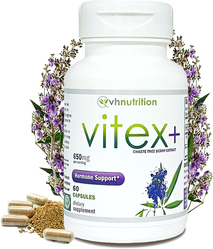 VH Nutrition VITEX+ | Vitex Chasteberry Supplement for Women | Hormonal Balance* and Fertility Support* | 650mg Per Serving of Vitex Berry Extract Powder | 60 Capsules