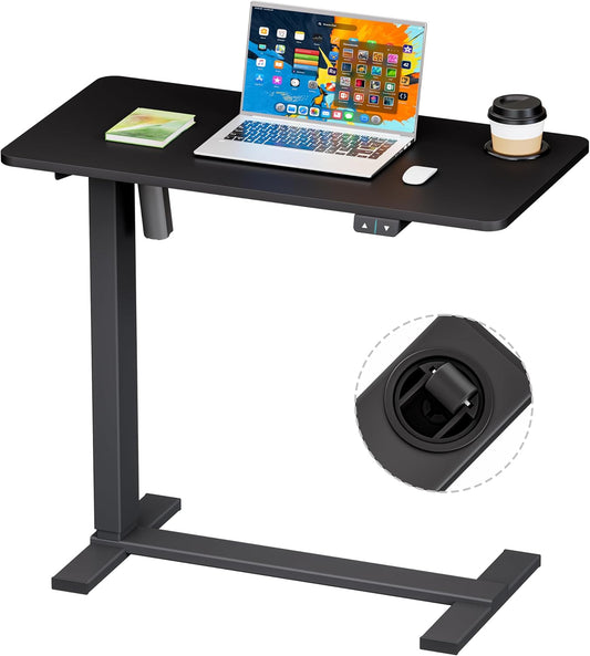 BIZUM Small Electric Standing Desk Bedside Table with Hidden Wheels 31.5 x 15.8 Inch Adjustable Computer Laptop Office Desk, Black
