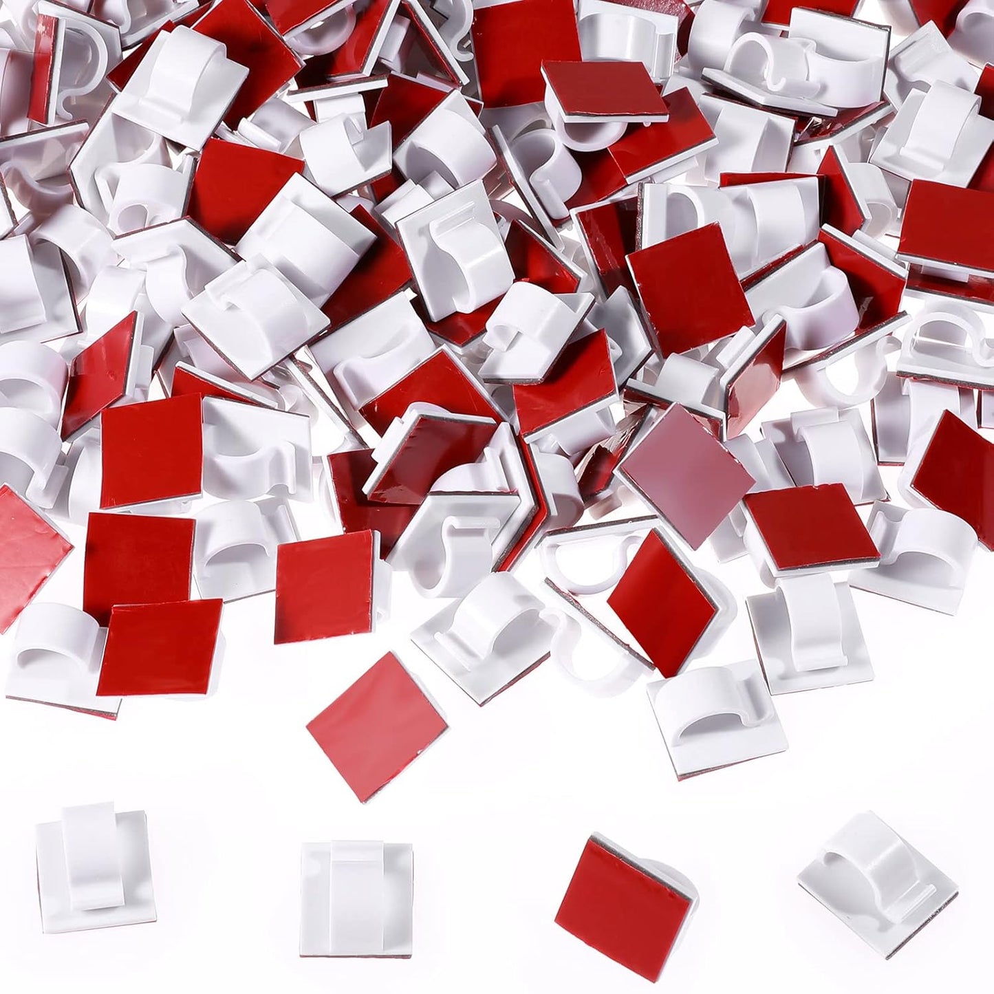 Namalu 60 Pieces Mini Cable Clips Hooks Christmas Light Clips Self Adhesive Light Hooks Cord Clips for Desk Outdoor String Lights(Medium,White)