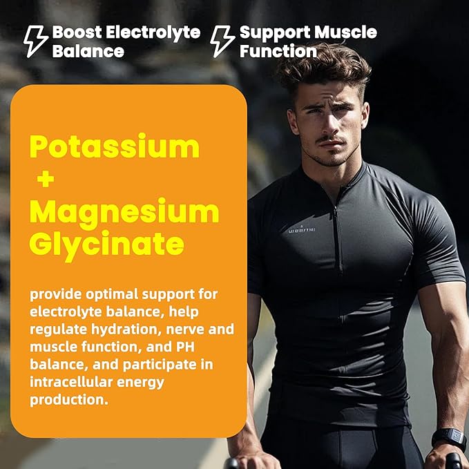 Potassium Magnesium Gummies,High Absorption Magnesium Glycinate,B6,D3,Potassium Citrate for Leg Cramps,Muscle,Electroyte for Adults Kids,Sugar-Free, 120 Gummies (Sweet Orange Flavor)