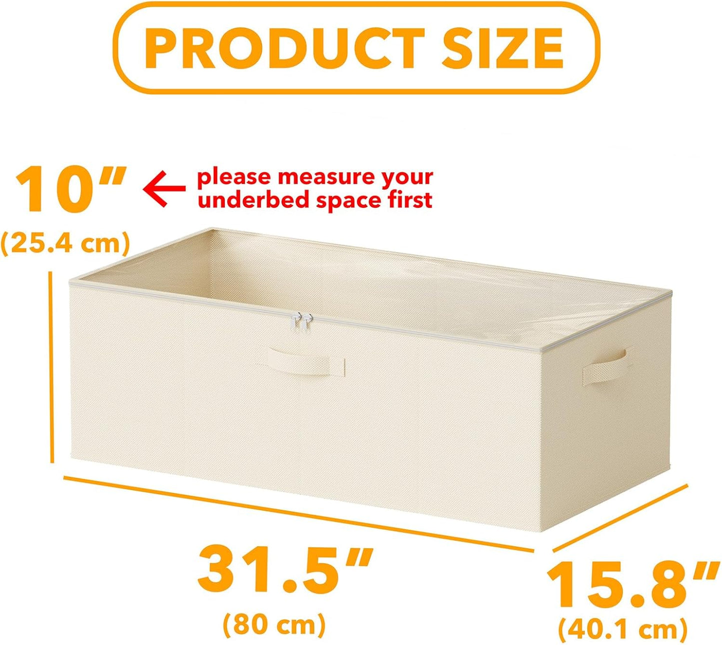 SpaceAid 3 Pack 10" High Under Bed Storage Containers, Large Underbed Storage Organizer Bins with Lids for Bedroom, Dorm, Clothes, Closet Organization, Bed Sheets and Blankets (Beige)