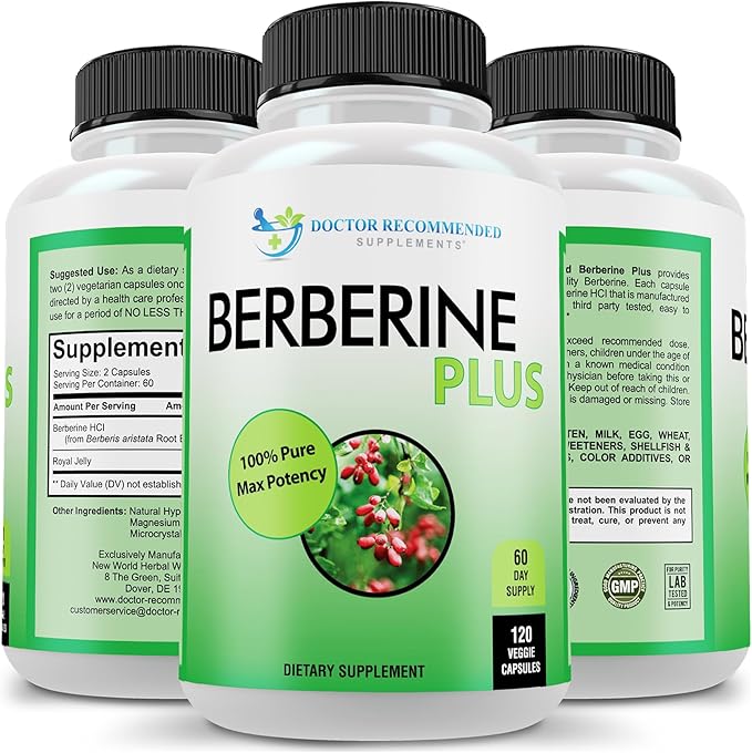 DOCTOR RECOMMENDED SUPPLEMENTS Berberine Plus 1200mg Per Serving - 120 Veggie Capsules with Royal Jelly