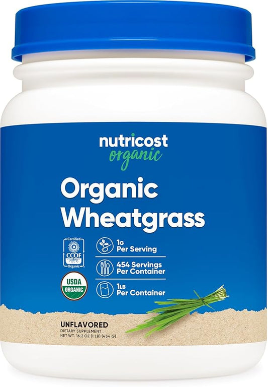 Nutricost Organic Wheatgrass Powder 1 LB - Non-GMO Superfood