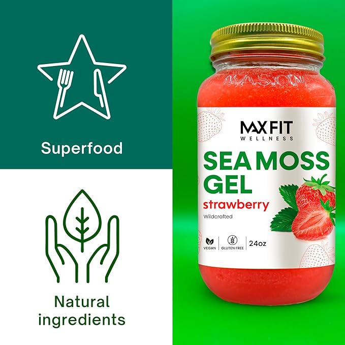 Sea Moss Gel Raw (12 Flavors) 24oz Wildсrafted Gold Sea Moss Gel from Saint Lucia | 92 Vitamins and Minerals | Pure Raw+Non-GMO | Vegan Superfood