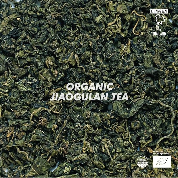 Organic Gynostemma Tea - Jiaogulan Tea 3.52 OZ – Certified USDA & EU Organic – Loose Leaf - Caffeine Free - Directly from Thailand Local farmer - Eternal life Herb - Northlandtea