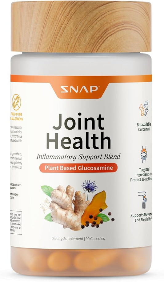 Snap Supplements Joint Health Support Supplement, Plant Based Glucosamine & MSM Supplement, Joint Supplement to Support Movement, Flexibility and Strength, Joint Support Supplement, 90 Capsules
