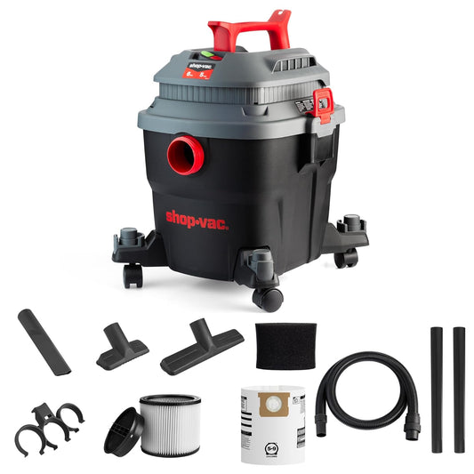 Shop-Vac 6 Gallon 5 Peak HP Wet/Dry Vacuum, Portable Shop Vacuum with Attachments for Jobsite, Garage & Workshop. 5430097
