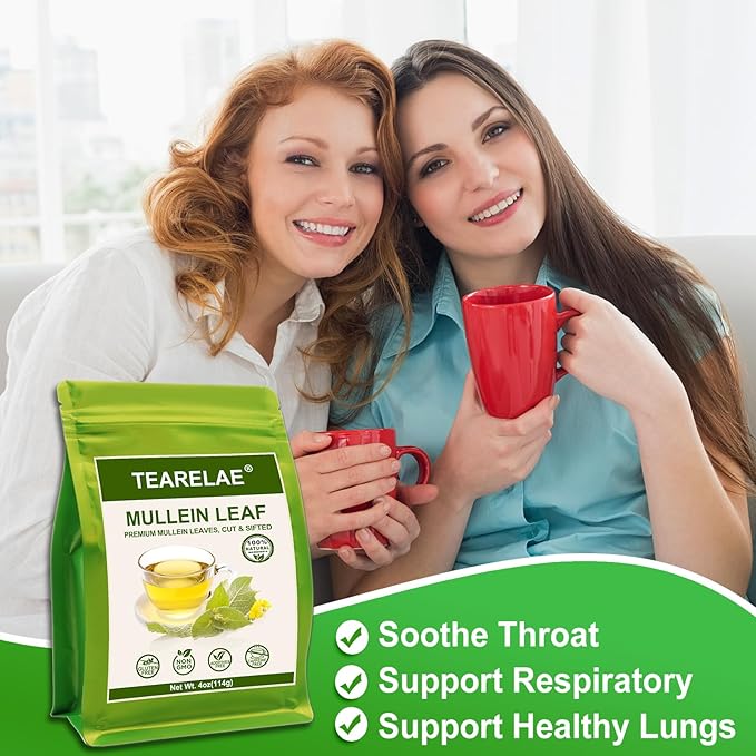 TEARELAE - Mullein Leaf - 4oz/114g - Premium Mullein Leaves - Cut & Sifted - Mullein Leaf Tea for Lung Detox & Respiratory Support- Non-GMO - Caffeine-Free