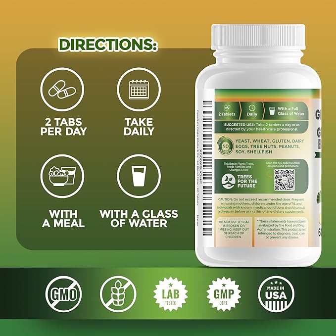 Ginko Biloba & Panax Ginseng Supplement - Red Ginseng for Memory and Focus - Ginkgo Biloba for Good Vision, Immune System and Improved Blood Flow (360 Tablets: 6 Bottles)