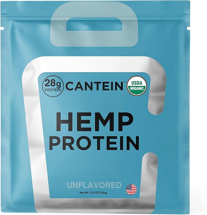 Organic Hemp Protein Powder, Plant Based and Vegan Protein Shake, Lactose and Dairy Free, Gluten Free, Clean and Natural- Unflavored (1 Serving)