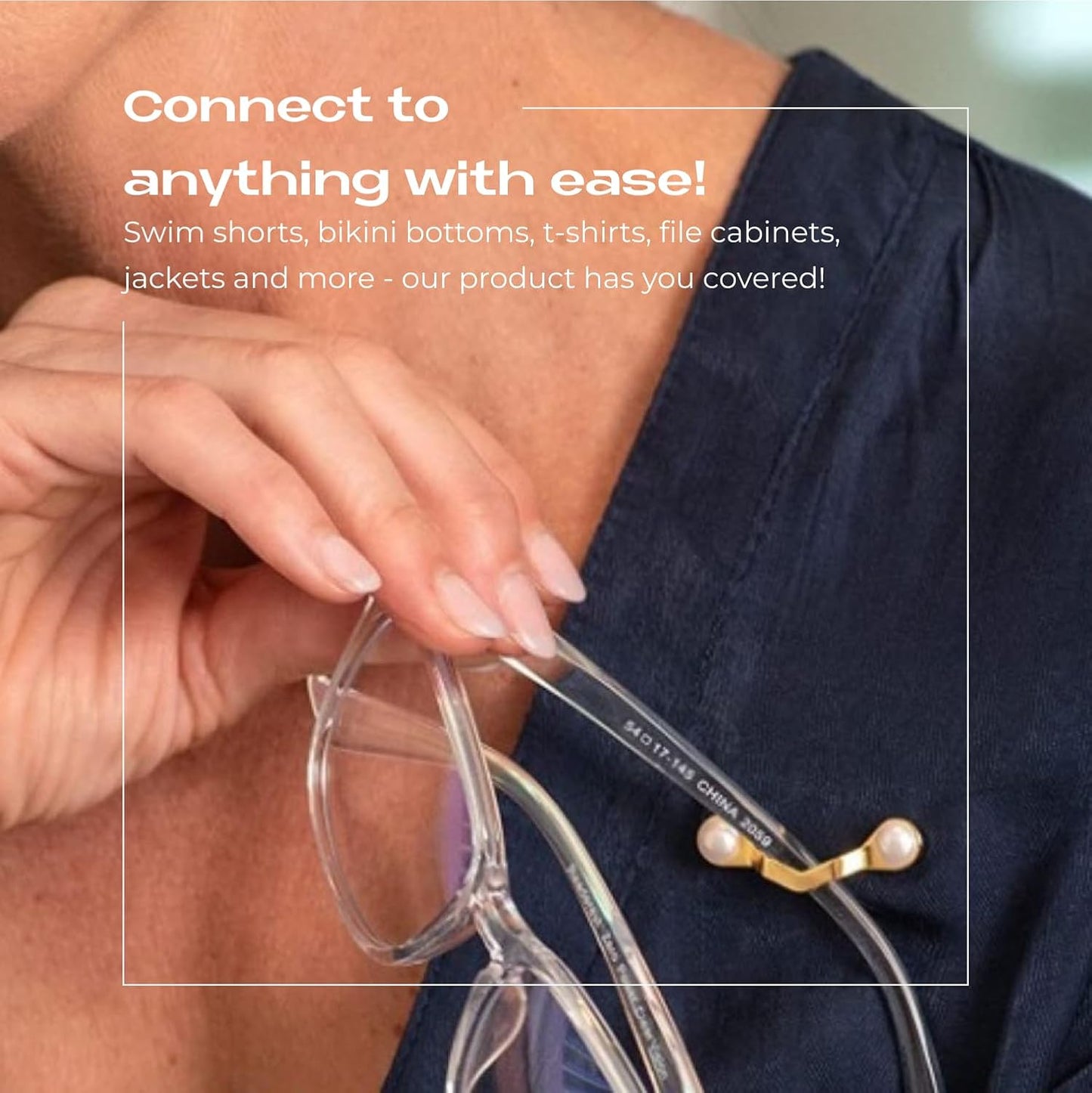 Readerest Magnetic Glasses Holders (2 Pack), Secure Clip for Reading Eyeglasses, Sunglasses & Work Badges, Glasses Holders for Men & Women, USA Made (Black & Stainless Steel + Crystals)