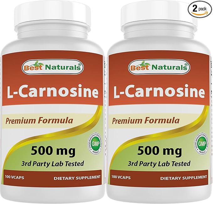 Best Naturals L-Carnosine 500 mg 100 Vcaps (100 Count (Pack of 2))