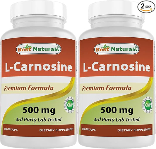 Best Naturals L-Carnosine 500 mg 100 Vcaps (100 Count (Pack of 2))