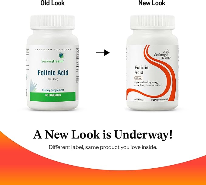 Seeking Health Folinic Acid, 1360 mcg DFE Folinic Acid to Support Homocysteine Levels, Methylation, Cognitive Function, and Energy, Vegan and Vegetarian (60 lozenges)*