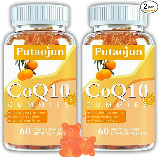 coq10 Gummies | coq10 Gummies for Adults | Orange Flavor | Sugar Free Coenzyme Q10 Vitamins Muscle & Bone Energy | Ultra High Absorption, Cellular Energy, Antioxidant (120 Count (Pack of 2))