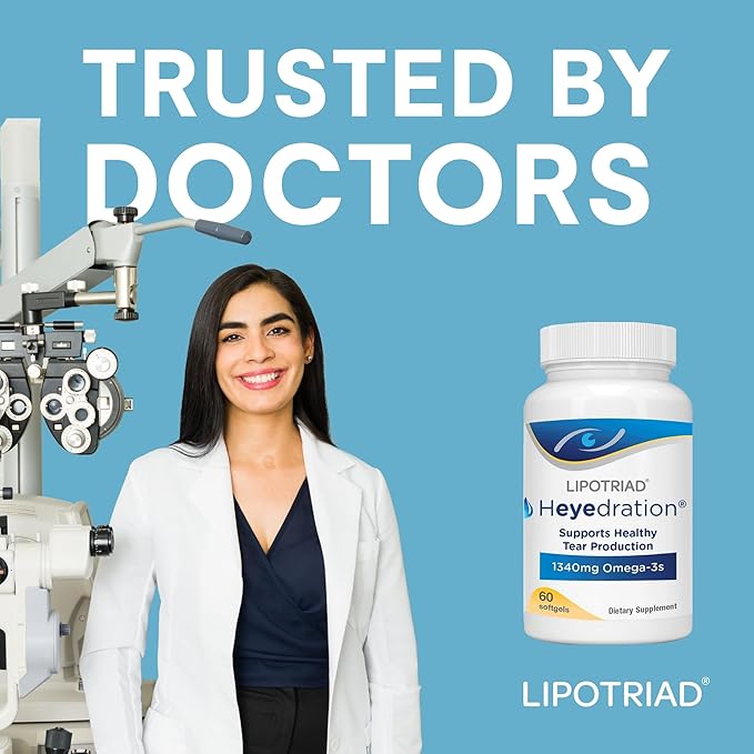 Heyedration Eye Vitamins - 60 Softgels, 30-Day Supply - Omega 3 Supplement with Vitamin E & Organic Flaxseed Oil