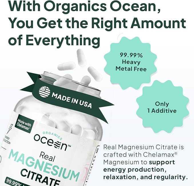 Real Magnesium Citrate - High Absorption Magnesium Supplement - Chelated Magnesium to Support Energy, Relaxation, and Regularity - 3 Pack Bulk Supply