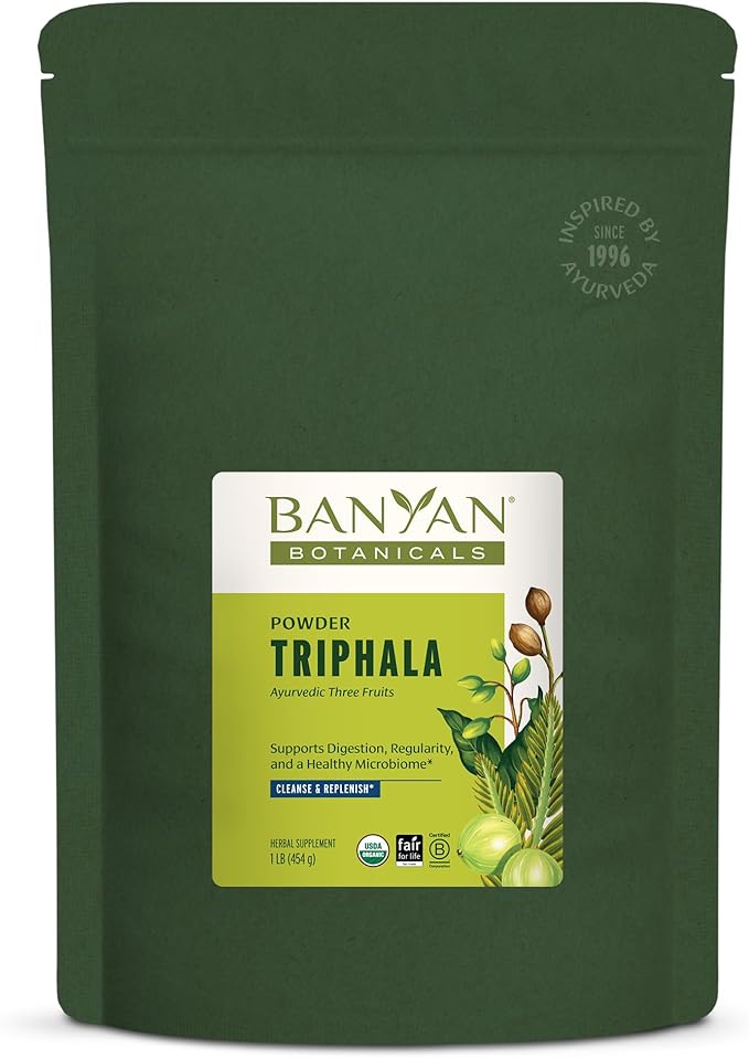 Banyan Botanicals Triphala Powder - Organic Digestion Supplement with Amla, Haritaki & Bibhitaki – Digestion, Colon Support & Healthy Gut Microbiome* – 1 lb – Non-GMO Sustainably Sourced Vegan