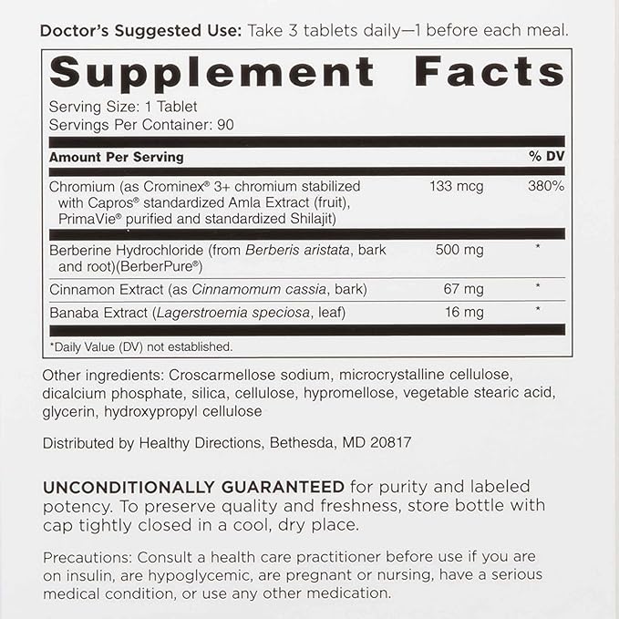 DOCTORS' PREFERRED GlucoGold with Berberine, Concentrated Cinnamon, Chromium, Banaba Leaf Extract | 180 Tablets