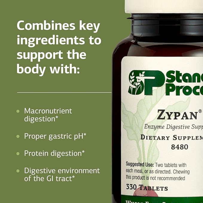 Standard Process Inc. Zypan - Digestive Health Support Supplement - HCI Supplement with Pancreatin, Betaine Hydrochloride & Pepsin - Support Macronutrient Digestion - 330 Tablets
