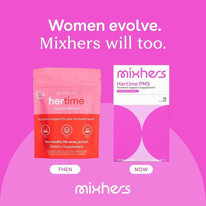 Hertime PMS - Supports Hormonal Health for Women - Supports a Healthy Menstrual Cycle - with Minerals, Peony Roots, Siberian Ginsen - Sugar-Free - 15 Drink Packets - Strawberry Lemonade