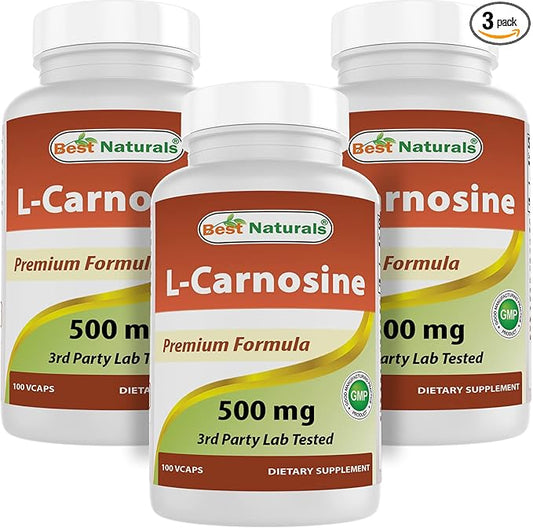 Best Naturals L-Carnosine 500 mg 100 Vcaps (100 Count (Pack of 3))