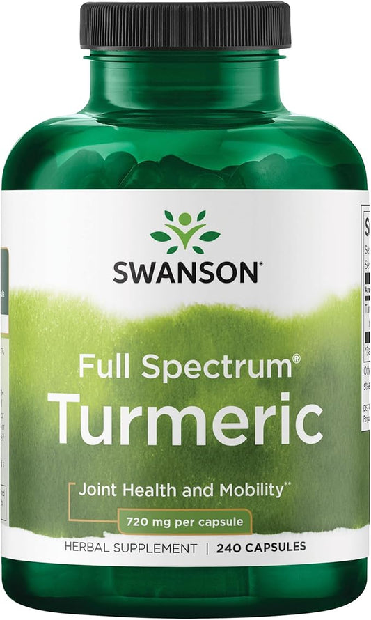 Swanson Full Spectrum Turmeric (Curcumin) - Joint Health, Digestion, Heart Health & Liver Support Supplement - Curcuma Longa Formula Promoting Memory Support - (240 Capsules)