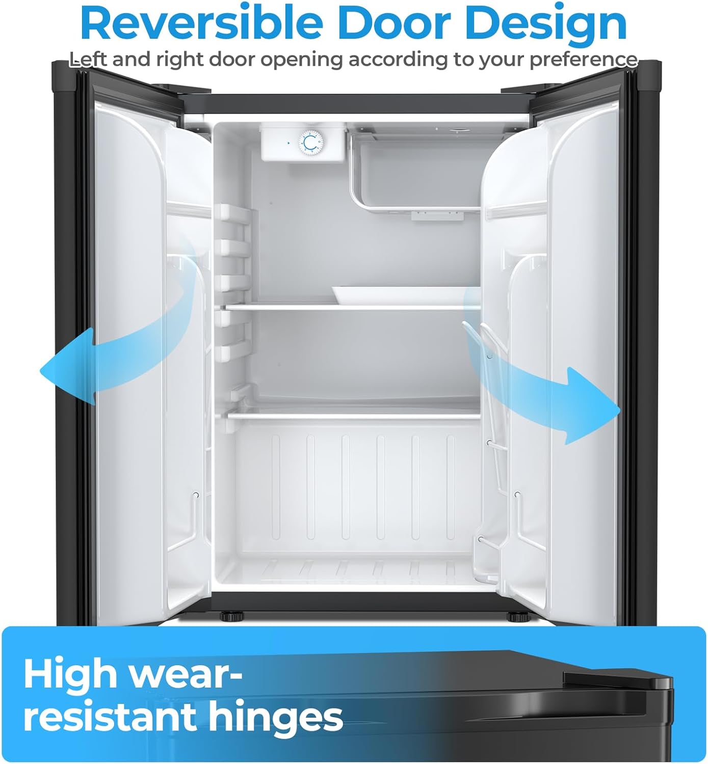 Antarctic Star 2.56 Cu.Ft. Mini Fridge with Freezer, Small Refrigerators with Adjustable Thermostat, Low Noise, Energy Saving, Compact Refrigerators for College Dorm, Office, Bedroom, Apartment, Black