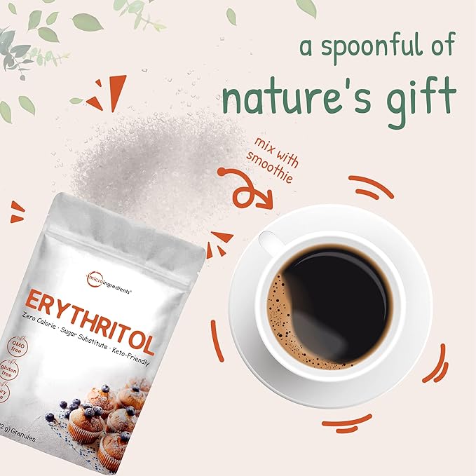 Erythritol Granules, 6 Pounds (96 Ounce), 1:1 Sugar Substitute, No After Taste, 0 Calorie, Natural Sweetener, Erythritol Keto Sugar Substitute, Non-GMO, Vegan